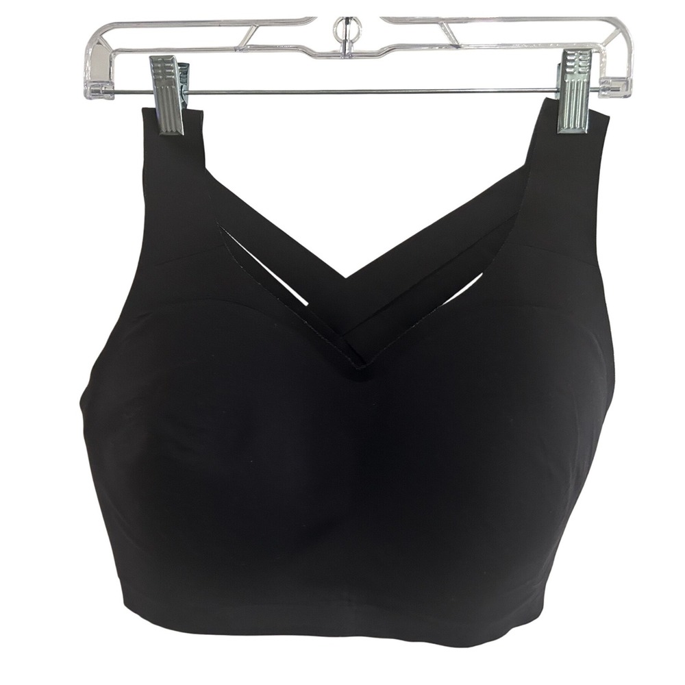 Lululemon In Alignment Straight-Strap Bra Black Cross Front Back 36E